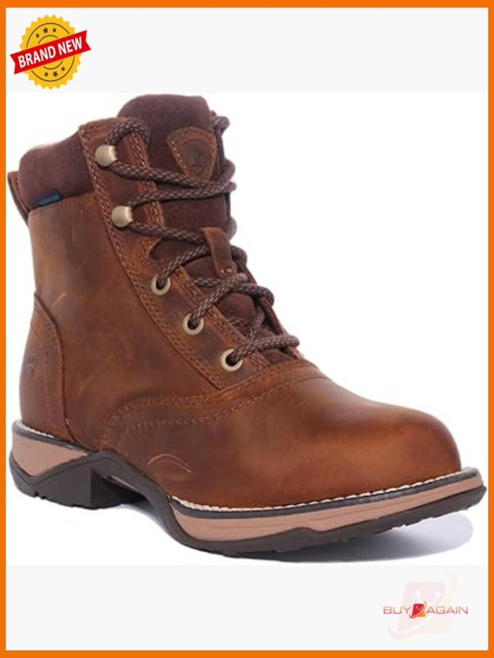 All-Weather Leather Lace-Up Work Boot - Round Toe, Waterproof, Calf High